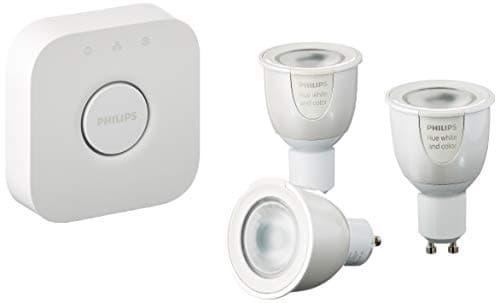 Image of Philips Hue White & Colour Ambiance GU10 Lamp Starter Set of 3, up to 16 Million Colours, Dimmable, Controllable via App, Compatible with Amazon Alexa