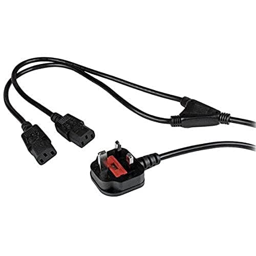 Image of StarTech.com 6ft (2m) UK Computer Power Cable Y Splitter, 18AWG, BS 1363 to 2x C13, 10A 250V, AC Power Cord, Kettle Lead / Dual UK Power Cord, PC Power Supply Cable, TV/Monitor Power Cable (PXT101YUK)