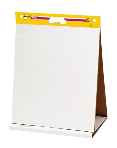 Image of Post-it Super Sticky Meeting Charts, Pack of 1 Pad, with 20 Sheets,584 mm x 508 mm, White Color - For Brainstorming Anywhere and Keeping all Ideas Visible