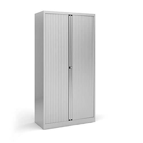 Image of Mr Office Bisley systems storage high tambour cupboard 1970mm high - silver