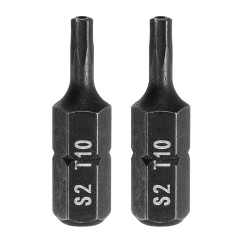 Image of sourcing map 2pcs T10 Torx Screwdriver Bit 1/4" Hex Shank 25mm/1" Length S2 Steel Star 6 Point Head Hex Security Screw Driver Bits with Hole for Impact Electric Screw Driver Power Tools, Black