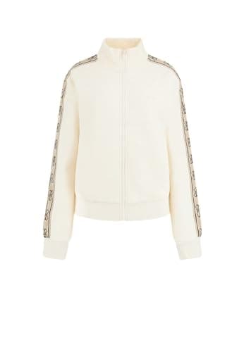 Image of Guess Short Zip Sweatshirt Logo Jeans, white, XS