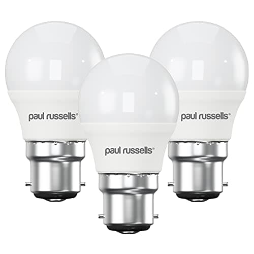 Image of paul russells LED Bayonet Cap B22 Light, 25w Equivalent, 2.5W 250Lumens LED Bulbs, Mini Globe 2700K Warm White Lamps, Frosted Round G45 BC Golf Energy Saving Chandelier Non-Dimmable Lightbulbs, 3 Pack