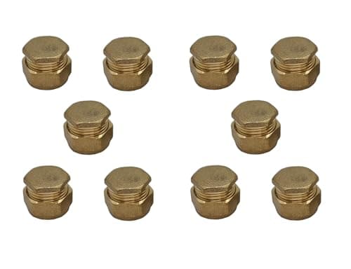 Image of TC Brass Compression Stop End Blank End Cap 15mm for Copper Pipe - Pack of 10