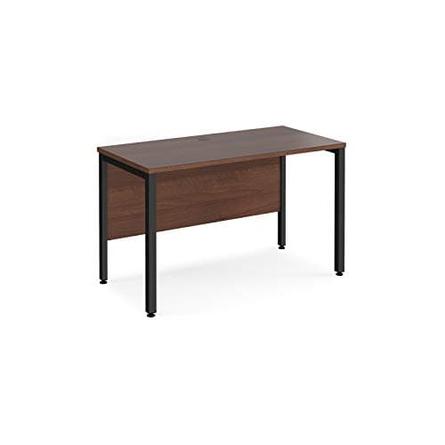 Image of Mr Office Maestro 25 straight desk 600mm deep - black bench leg frame, 1200, Walnut