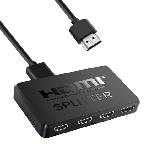 Image of HDMI Splitter 1 in 4 out, NEWCARE 4 Port hdmi SPLITTRE support 3D 4K 30HZ(Mirror Only, Not Extend), 4 Way Distributor HDmi splitter for Full HD HDTV Blu-ray DVD, Fire Stick