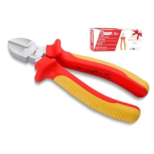 Image of Sharp-tec VDE Wire Cutters, 160mm Side Cutters Electrical with Anti-Slip Handle, 1000V Insulated Pliers Snips for Electricians, DIY, Household, Workshop