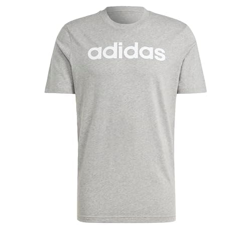 Image of adidas Men's Essentials Single Jersey Linear Embroidered Logo Tee, Medium Grey Heather, L