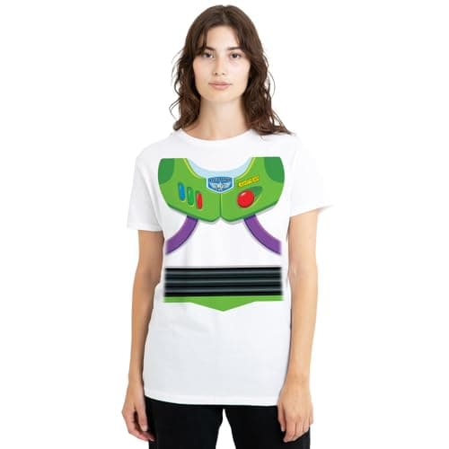Image of Toy Story Buzz Lightyear Costume Ladies T Shirt, White, Large