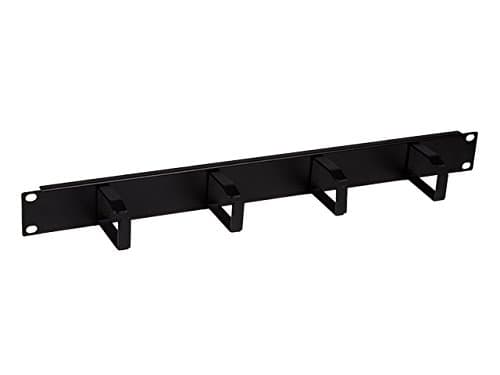 Image of Linxcom UK - 1U 19" Rack Mount 4 Ring Metal Cable Management Bar - Black