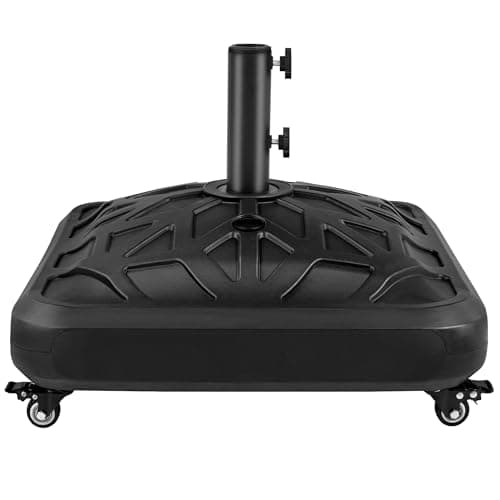 Image of Yaheetech 56kg Capacity Fillable Rolling Patio Umbrella Base Stand Water/Sand-Filled Outdoor Base Stand All-weather Umbrella for 38mm/48mm Poles, Black-Checkered