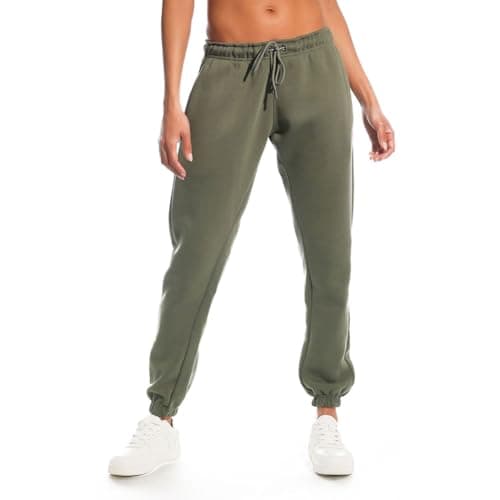 Image of Light & Shade Women's Fleece Joggers with Drawstring Waist Tapered Tracksuit Bottoms Soft Cotton Blend Sweatpants for Gym & Loungewear (Army, M)