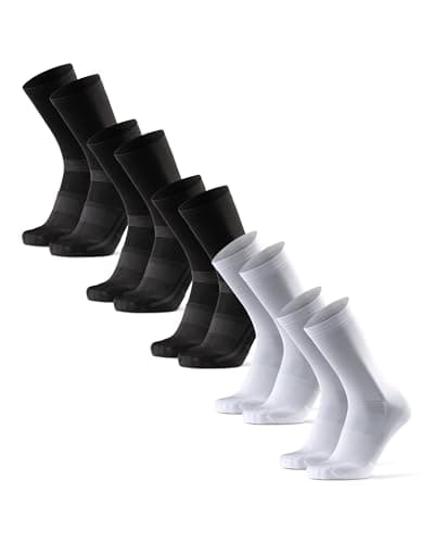 Image of DANISH ENDURANCE Performance Crew Cycling Socks, Cushioned Bike Socks, for Men & Women, Unisex, 3 or 5 Pack, MC (3xBlack, 2xWhite/Black) - 5-packs, 13-15
