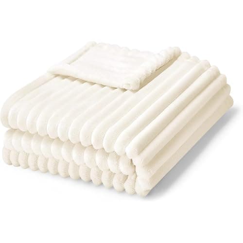 Image of OWATRKDEY Premium Soft Fleece Blanket, Reversible Stripe Pattern, Lightweight and Cozy, 30x40 Inch