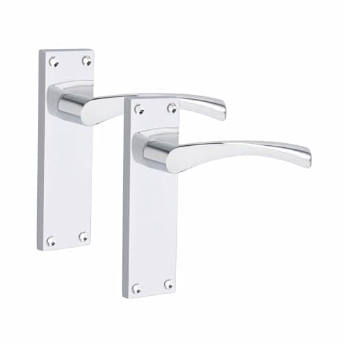 Image of Golden Grace Victorian Scroll Astrid Door Handles Latch in Silver Polished Chrome, 1 Pair - 150mm x 40mm Backplate