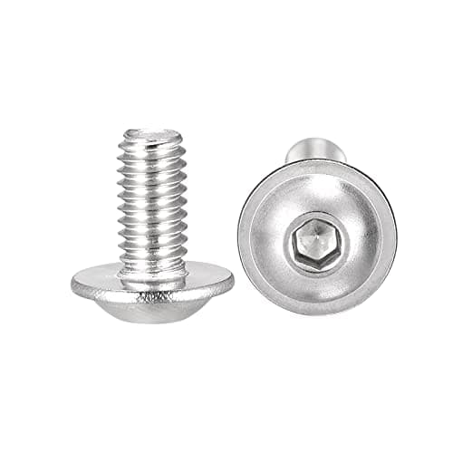 Image of sourcing map Flanged Button Head Socket Cap Screws, M4*8mm Hex Socket Drive Screw, 304 Stainless Steel Fasteners Bolts, Fully Threaded Machine Screw 50Pcs