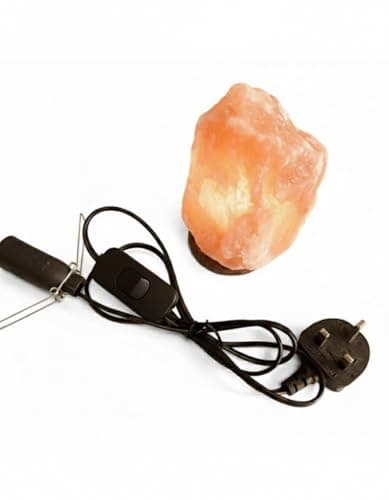 Image of UK Salt Lamp Replacement Electrical Cable with 2 Metal Clips, Spare Light Fitting with UK 3-Pin Plug & 1 Bulb, Replacement Power Cord for Himalayan Salt Lamps, Rock Lamps & Decorative Table Lamps