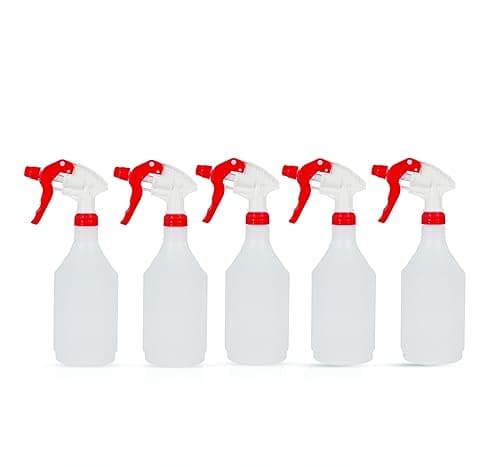 Image of DCS Pack of 5 Plastic Water Spray Bottles for Cleaning 750ml – Hand Trigger Empty Spray Bottles for Gardening and Home Cleaning – Heavy duty Industrial Refillable Mist Spray Bottle (Red)