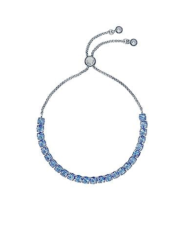 Image of Ted Baker Melrah Icon Crystal Slider Bracelet For Women (Silver/Light Sapphire Crystal)