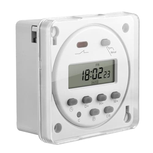 Image of Heschen Digital LCD Power Weekly Programmable Timer Relay Switch, CN101A, AC220V 16Amp, SPST, with Waterproof Cover, White (AC220V+CAP)