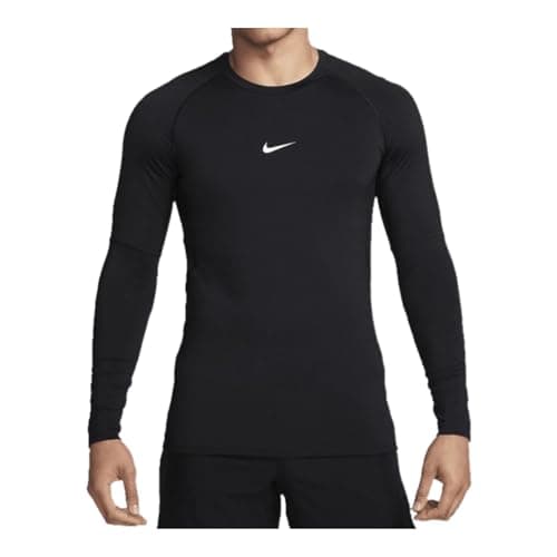 Image of Nike Men's Pro Dri Slim Long-Sleeve Fitness Top, Black/White, Large
