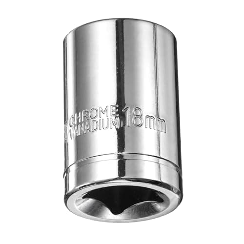 Image of TA-VIGOR 12 Point Socket 1/2" Drive by 18mm Metric Shallow Socket Chrome Vanadium Steel, 1/2 Sockets with Polished Chrome Finish for Ratchet Wrench, Mechanical Maintenance DIY Tool