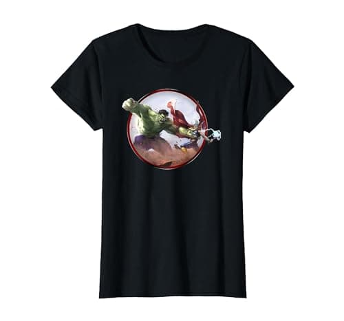 Image of Marvel Hulk Thor Battle of The Century T-Shirt, Women, Black, X-Small