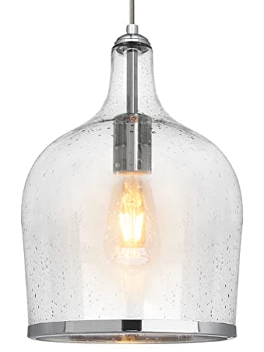 Image of Modern Chrome Pendant Light Glass Bell Ceiling Lamp Shade Bubble Effect Clear Transparent H3022
