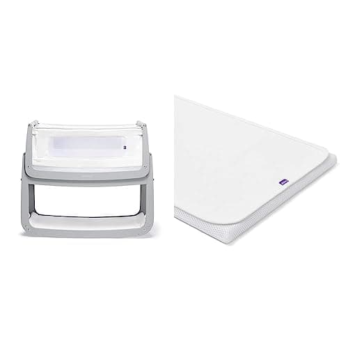 Image of Snüz SnuzPod 4 Bedside Crib Dove & Pod 4 Waterproof Mattress Protector – 40 x 75.5cm – 100% Waterproof with Moisture-Wicking Cotton Surface