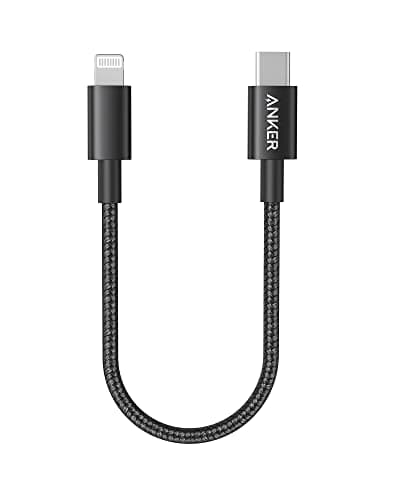 Image of Anker USB C to Lightning Cable New Nylon (1ft, MFi Certified) for iPhone 14/14 Pro/13/13 Pro/12 Pro Max /12/11 /X/XS/XR/ 8 Plus/AirPods Pro, Supports Power Delivery (1ft, Black)