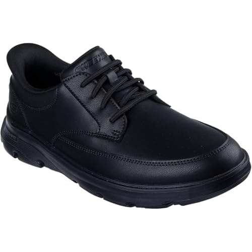 Image of Skechers Men's Arch Fit Garza Rowan Slip-On Sneakers, Black Leather/Synthetic, 8 UK