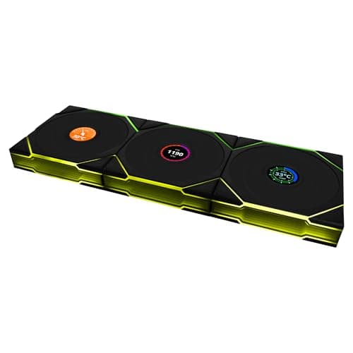 Image of Lian Li UNI FAN TL Wireless LCD PC Fan 120mm RGB – 3-Pack Gaming PC Fans Black | PWM Fans - 26 ARGB LEDs - Up to 1,900 RPM - Daisy Chain - High Airflow - Low Vibration - Silent - Infinity Mirror