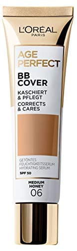Image of L'Oreal Paris Age Perfect BB Cream 06 Medium Honey, light-weight, Infused with hydrating serum, Vitamin B3, SPF 50