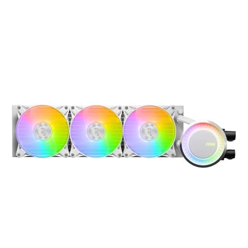 Image of MSI MAG CORELIQUID E360 WHITE CPU Liquid Cooler - Enlarged Copper Cold Plate, ARGB Blockhead & FDB Fans, Dual-Chamber Water Block, Split-Flow Radiator, Mystic Light Supported - AMD & Intel Compatible