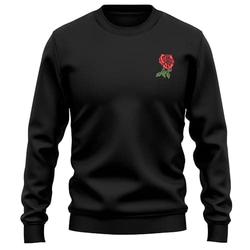 Image of Purple Print House Embroidered England Rose Sweatshirt For Men English Emblem St Georges Rugby Country Him Jumper, M, Black