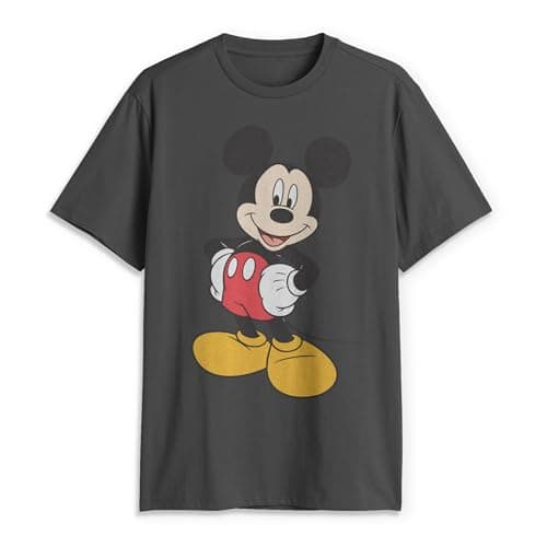 Image of Disney Men's Classic Mickey Mouse Full Size Graphic Short Sleeve T-Shirt, Charcoal, Large