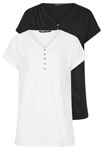 Image of Long Tall Sally - LTS Tall 2 Pack & White Cotton Henley Tops - Women's