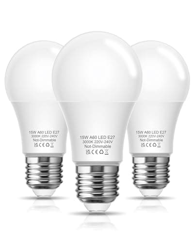 Image of Flaspar E27 LED Bulb 150W Equivalent, 15W 1500LM E27 Edison Screw Bulb Warm White 3000K, ES Large Screw in Energy Saving Light Bulb, 3Pack