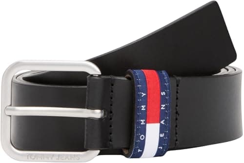 Image of Tommy Jeans Men’s 3.5 cm Ryan Leather Belt, Black (Black), 43.3 inches