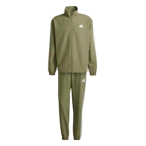 Image of adidas Men's 3 STRIPES WOVEN TRACKSUITS, olive strata, L