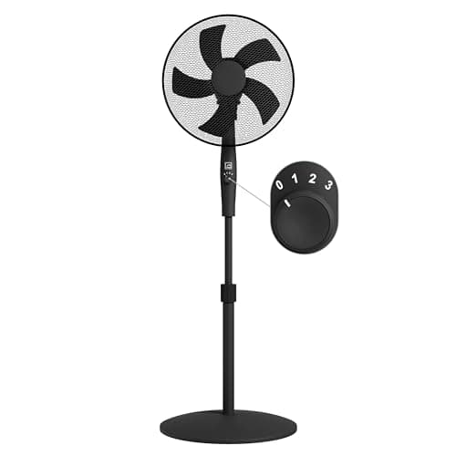 Image of Knight 16" Pedestal Fan | Adjustable Height 140cm | Heavy Round Base | 3-Speed Settings | Oscillating & Tilting Head | 4-Position Rotary Knob | Sleek Matt Black Finish | Patent Design