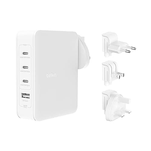 Image of Belkin 4-Port GaN Wall Charger (140W), Travel Plug with USB-C Power Delivery for Fast Charging and USB-A Port - Charger for iPhone, Samsung Galaxy, Google Pixel, iPad, MacBook, Laptop, Tablet and More