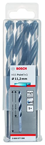 Image of Bosch Professional 5-Piece PointTeQ HSS Twist Drill Bit (for Metal, 11.2 x 94 x 142 mm, Drill Driver Accessories)