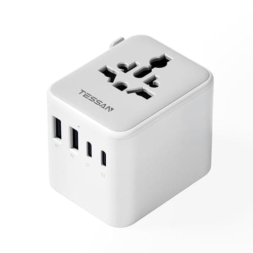 Image of TESSAN Universal Travel Adapter Worldwide with 2 USB C and 2 USB A Ports, Universal Plug Adaptor UK to World, International Adapter for EU, USA, UK, Australia, Thailand etc. not a Voltage Converter