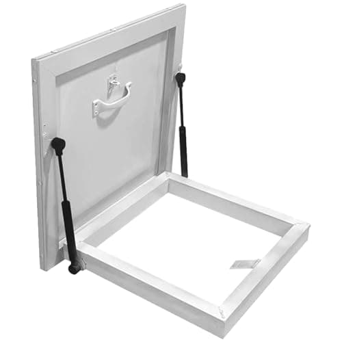 Image of Hydraulic Attic Ladder with Lock & Weather Resistant Skylight Access Door Aluminum Roof Hatch for Flat Roofs (90x90 cm) Easy Access & tive Design