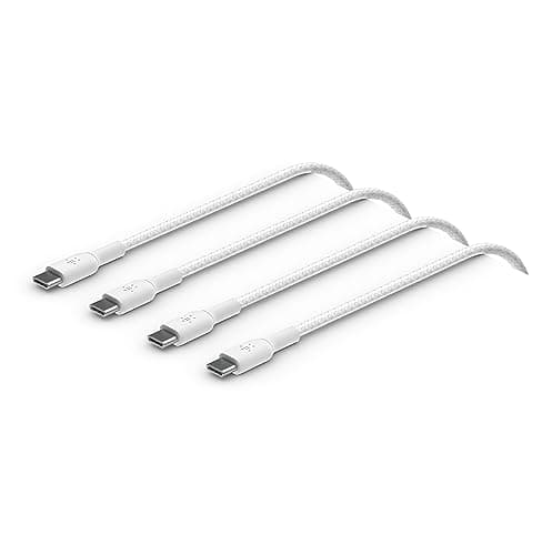 Image of Belkin BoostCharge braided USB C to fast charger cable, USB type C charger cable fast charging for iPhone 16, 15, Samsung Galaxy S24, S23, Pixel, iPad, MacBook, Nintendo and more - 2m, 2pack, White