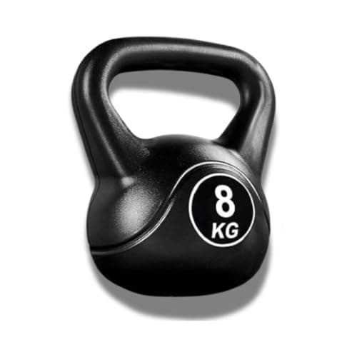 Image of Anikees Vinyl-Coated Kettlebell – 8KG (Black) | Heavy-Duty Weight for Home Gym Workouts & Strength Training for Men & Women