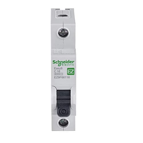Image of Schneider Electric EZ9F66116 Easy9, MCB Miniature Circuit Breaker, White, 1 Pole, Type C, 6 kA Breaking Capacity, 16 A, 230 V