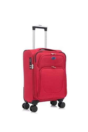Image of Aerostar Carry-on 20" Lightweight Soft Expandable Suitcase, Hand Luggage 4 Wheels & Combination Lock, 55x35x20cm | Accepted All Airlines easyjet, RyanAir, British Airways (Chestnut Red, 36 litres)