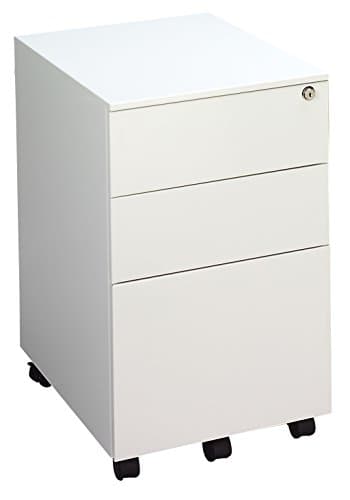Image of Office Hippo 3 Drawer Under Desk Mobile Filing Pedestal, Steel, White